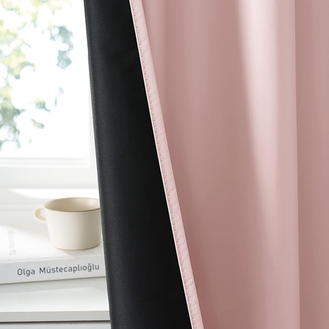 RYB HOME Bedroom Blackout Curtains 54 inches Long, 100% Blackout | Thermal - Image 3