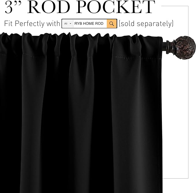 RYB HOME 54 inch Blackout Curtains - Image 2