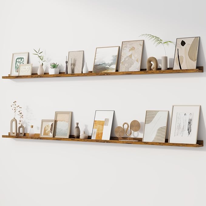 Fun Memories Picture Ledge Shelf, 60 Inch Floating Shelves Set of 2, Large Book by FunMemories