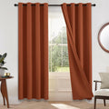 COSVIYA 100% Blackout Burnt Orange Linen Curtains & Drapes 72 Inch Length | by COSVIYA