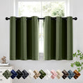 Short Olive Green Half Blackout Curtains W40 x L36 Inch 2 Panels | Thermal by Woaboy