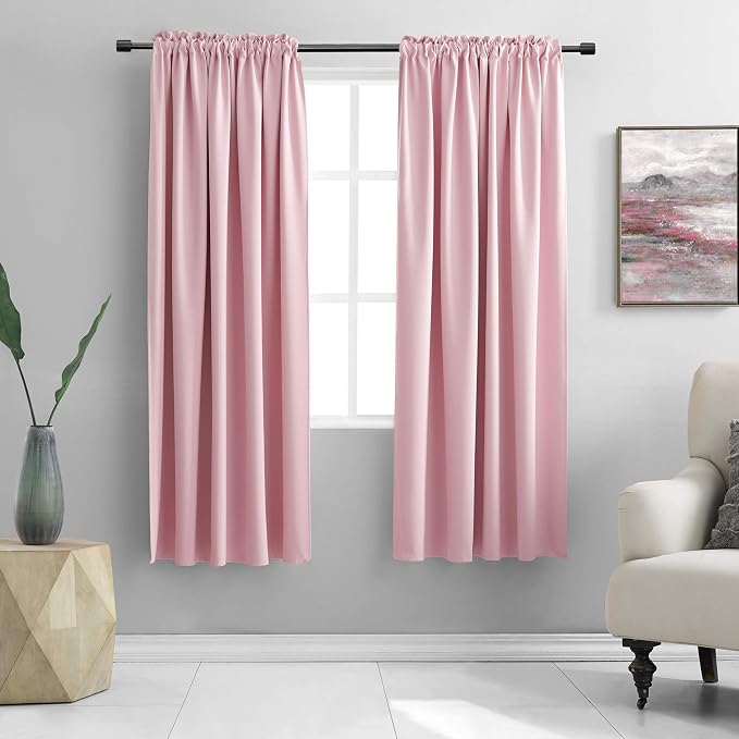 Pink Room Darkening Curtains for Bedroom Girls by DONREN
