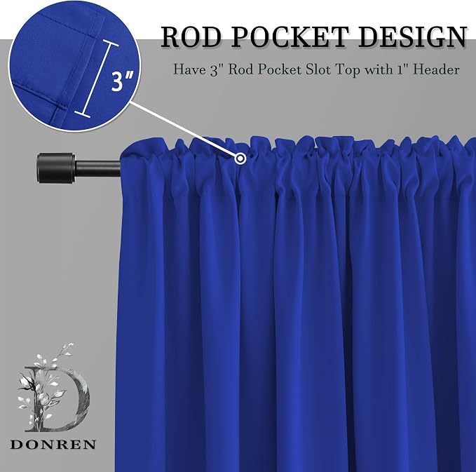 Royal Blue Blackout Curtains Panels - Image 3