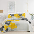 DJY 3 Pieces Quilt Set California King Yellow Floral Pattern Quilt Coverlet Set by HOME