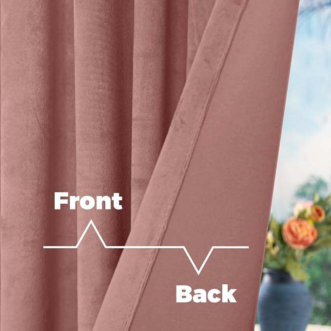 BGment Dusty Rose Pink Velvet Curtains 84 inches 2 Panels - Image 4