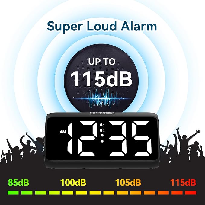 Digital Alarm Clocks for Bedrooms, Loud Alarm Clock - Image 2