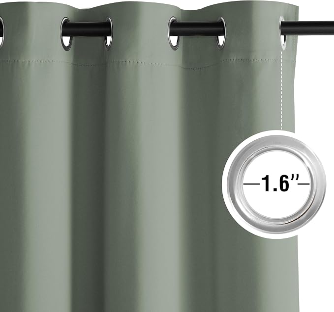 NICETOWN Sage Green Room Darkening Curtains 50 Inches Long 2 Panels - Image 3