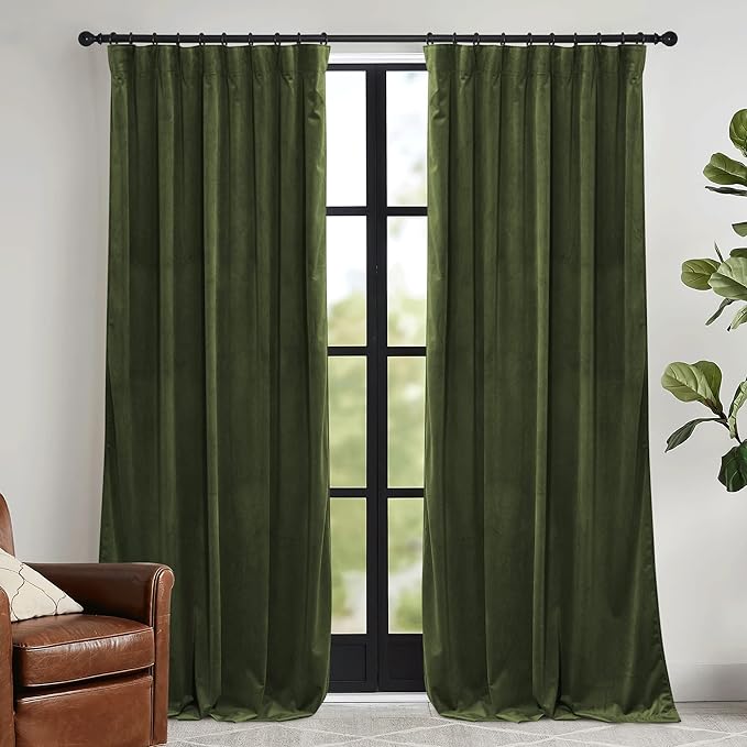 RYB HOME Velvet Curtains 108 inches Long, Extra Long High Ceiling Curtains | by RYBHOME