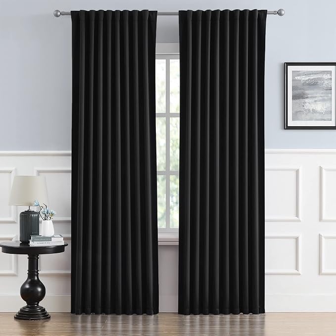 Black Out Curtain Panels Tab Back and Rod Pocket, Sundproof Thermal Insulated by DUALIFE