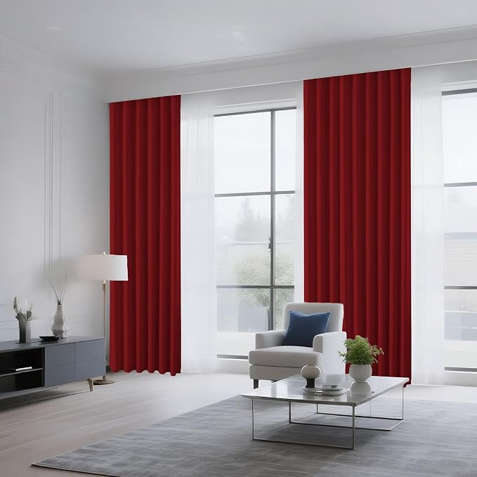 CUCRAF Red Blackout Curtains 45 inch Length 2 Panels Set, Rod Pocket Room - Image 8