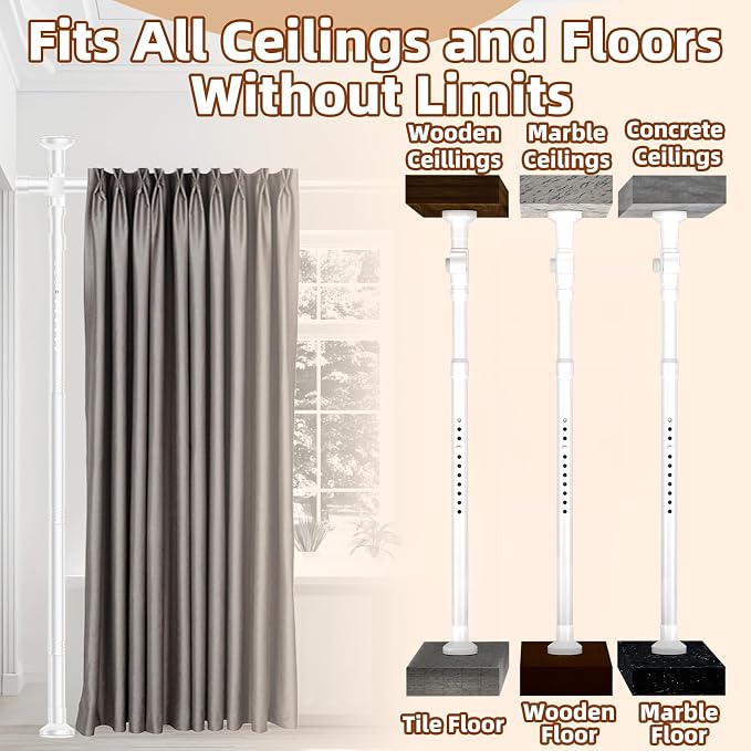 Room Divider, Tension Curtain Rod No Drilling, 4-10ft 28-70inch Wall Divider - Image 5