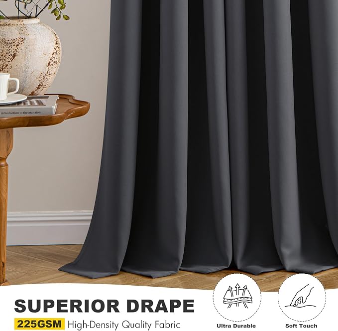 MIULEE Blackout Curtains for Bedroom 2 Panels 40 x 64 Inch Long Dark Grey | - Image 5
