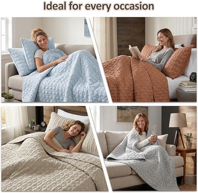 WDCOZY Navy Blue Quilt Queen Size Bedding Sets - Image 7