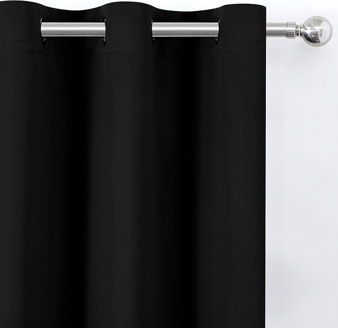 Black Blackout Curtains 34 x 84 Inch Length/Set of 2 Curtain Panels/Thermal - Image 7