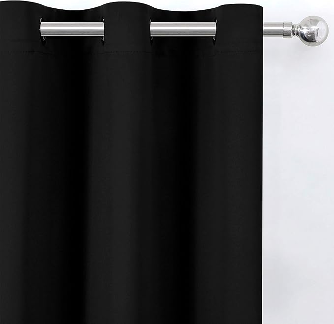 Black Blackout Curtains 40 x 63 Inch Length/Set of 2 Curtain Panels/Thermal - Image 7