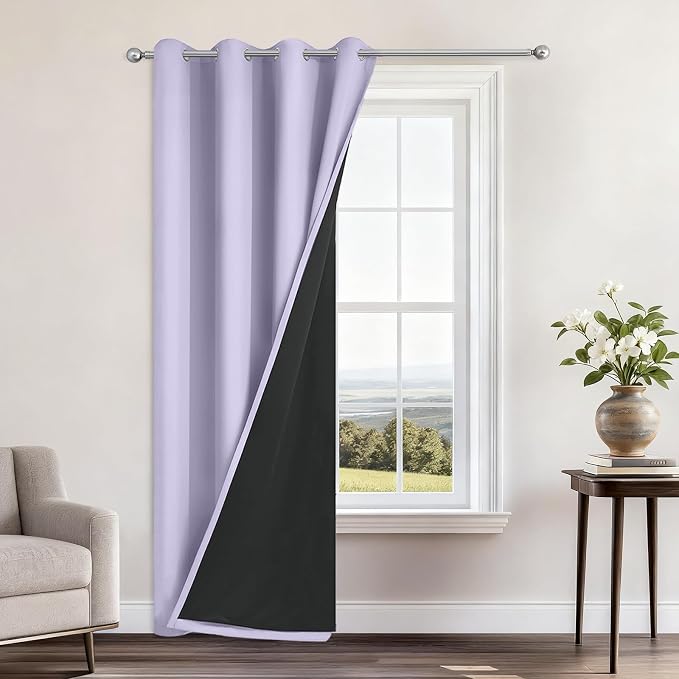 Yakamok Lilac Blackout Curtains 96 Inches Long by Yakamok