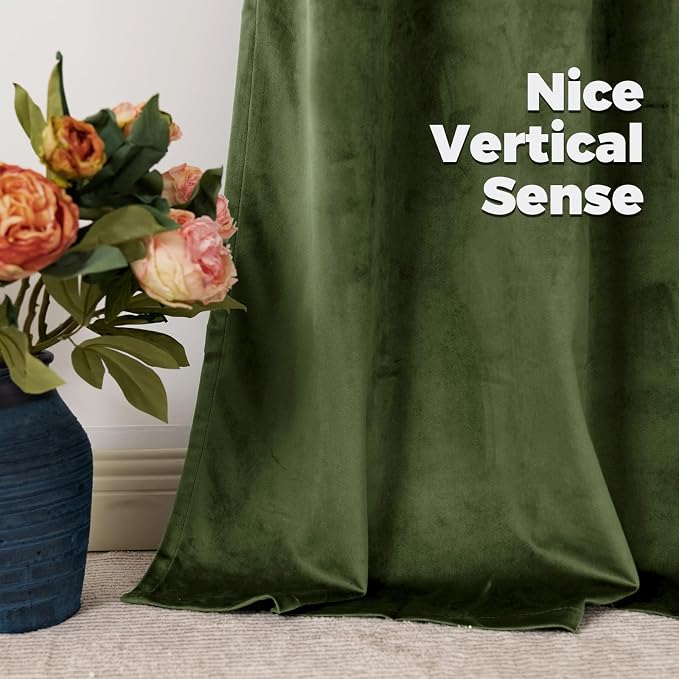 BGment Dark Green Velvet Blackout Curtains 102 Inches Long - Image 9