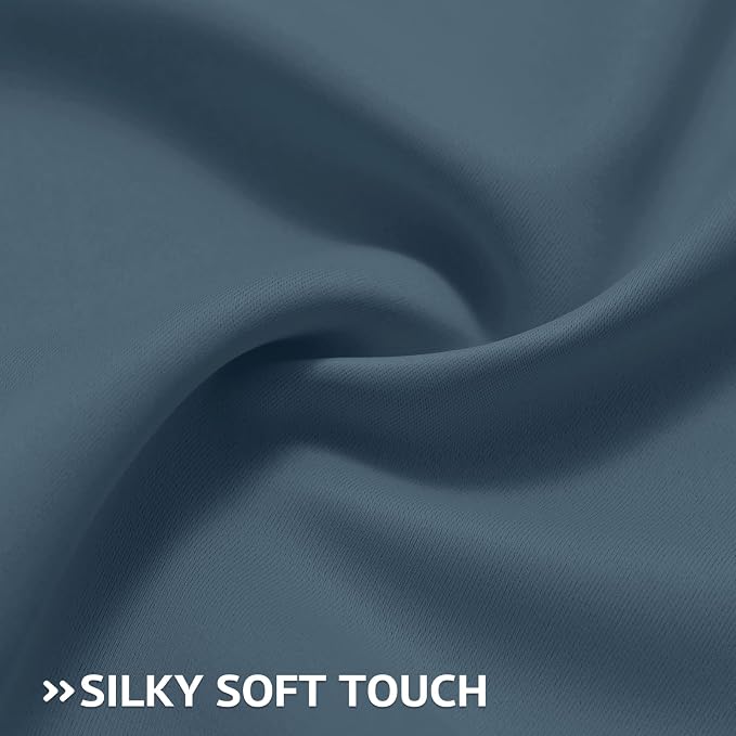 COSVIYA Grommet Blackout Room Darkening Stone Blue Curtains 72 inch Length | - Image 5