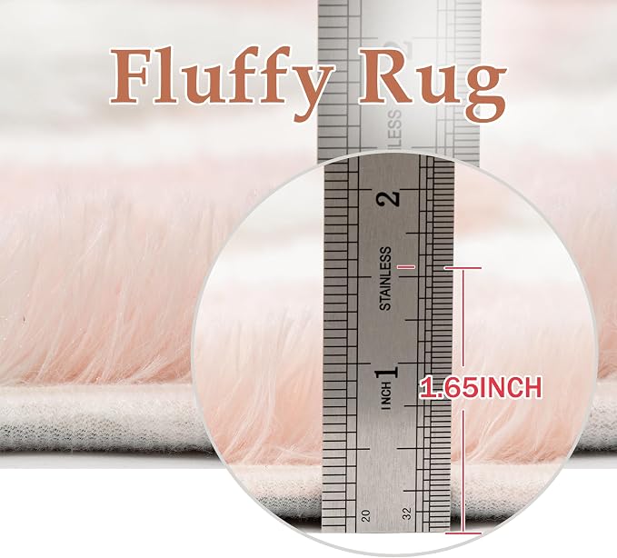 Pink 5x8 Area Rug for Living Room Soft Checkered Shag Carpet | Machine Washable - Image 7