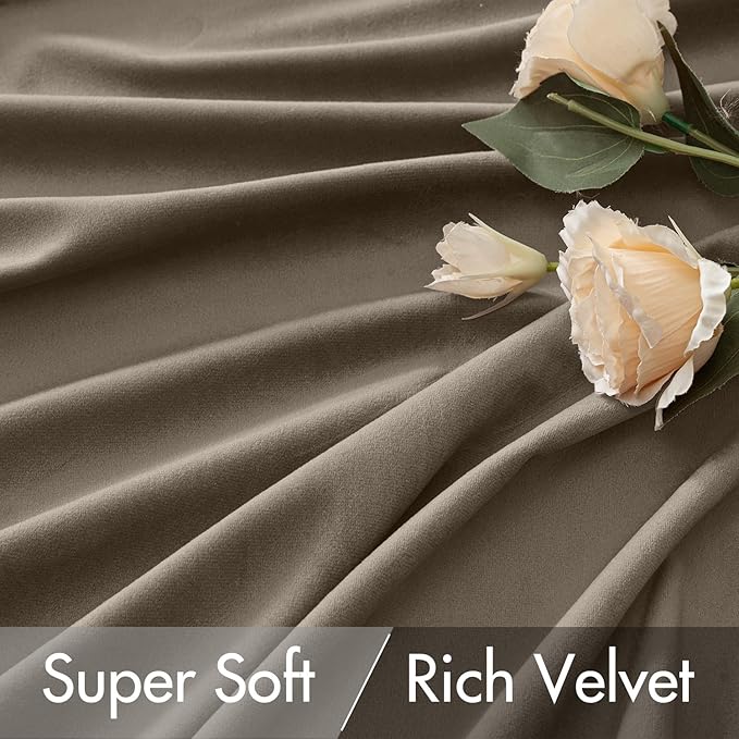 MIULEE Taupe Velvet Pinch Pleat Blackout Curtains W52 X L90 Inches | 2 Panels - Image 5