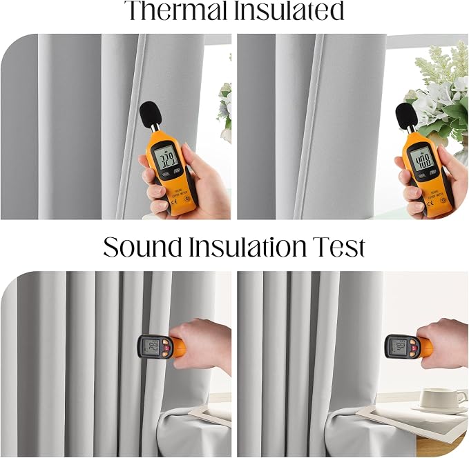 CUCRAF Grayish White Blackout Curtains 54 inch Length 2 Panels Set, Rod Pocket - Image 5