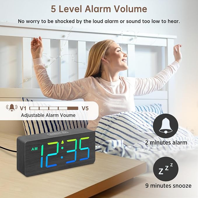 DreamSky Wooden Digital Alarm Clock - Image 4