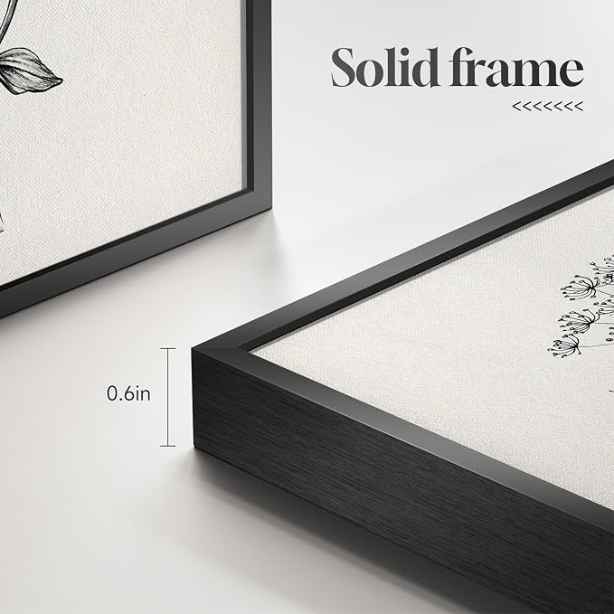 Framed Black and White Minimalist Floral Bathroom Wall Art, 4 Piece 8x10 In | - Image 6
