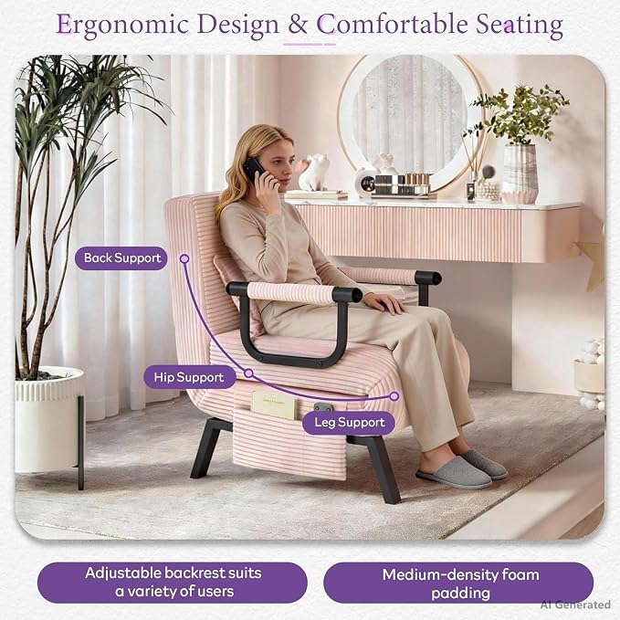 TYBOATLE Sleeper Chair Bed, Small Folding Sofa Bed, Convertible, 5 in 1 - Image 2
