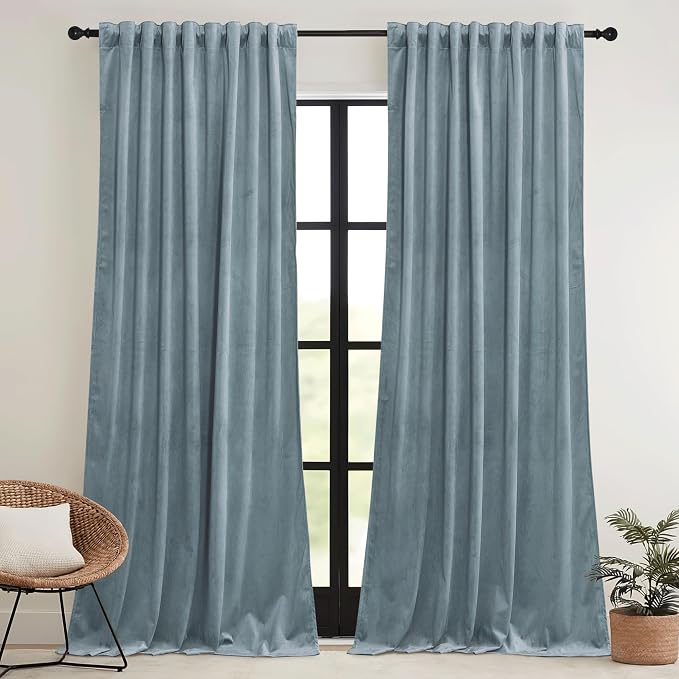 RYB HOME Velvet Curtains 108 inches Long, Extra Long High Ceiling Curtains | - Image 2