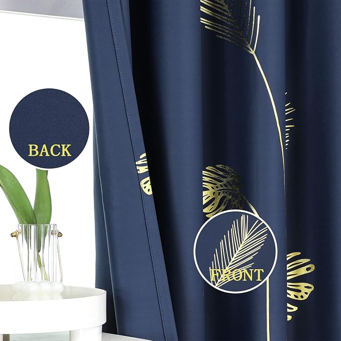 Navy Blue Blackout Curtains for Living Room 102 Inch Length 2 Panels Set - Image 3