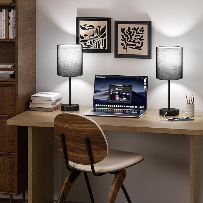 17.6" Black Touch Lamps for Bedroom Set of 2 - Image 7