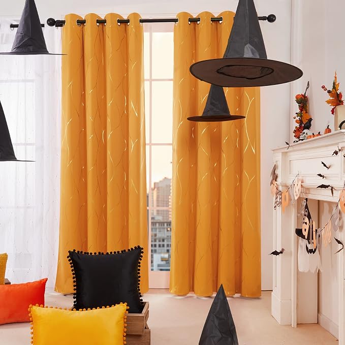 Deconovo Curtains for Living Room, Pattern Blackout Curtains 45 Inches Long | - Image 2