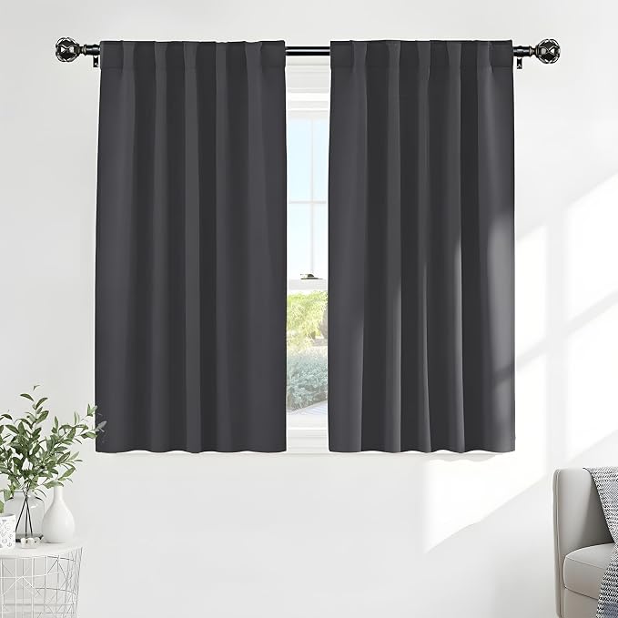 PONY DANCE Gray Short Blackout Curtains by PONYDANCE