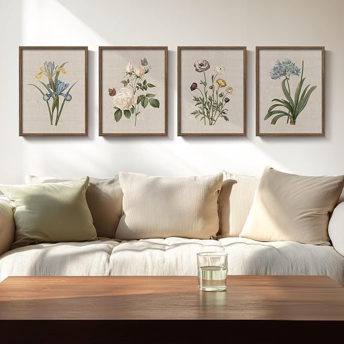 Framed Vintage Floral Botanical Wall Art by Cuspin