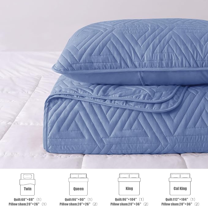 Whale Flotilla Soft Geometric Twin Quilt Set - Image 5