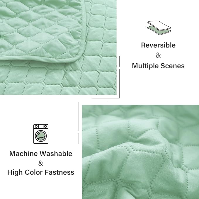 Exclusivo Mezcla Reversible California King Quilt Set, Light Green | - Image 6