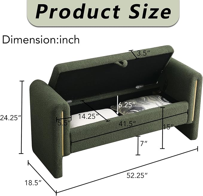 HRVEOCEI Upholstered Storage Bench - Image 2