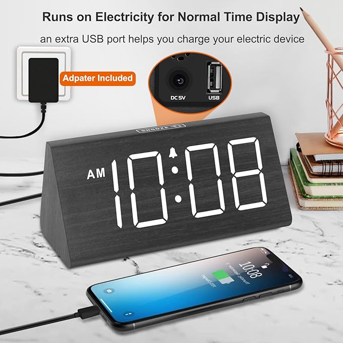 DreamSky Wooden Digital Alarm Clock - Image 5