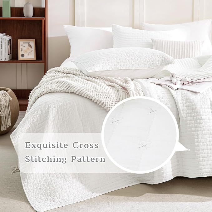 CozyTide Oversized Queen Quilt 102"x118", 3 Pieces Extra Large Modern Boho - Image 3