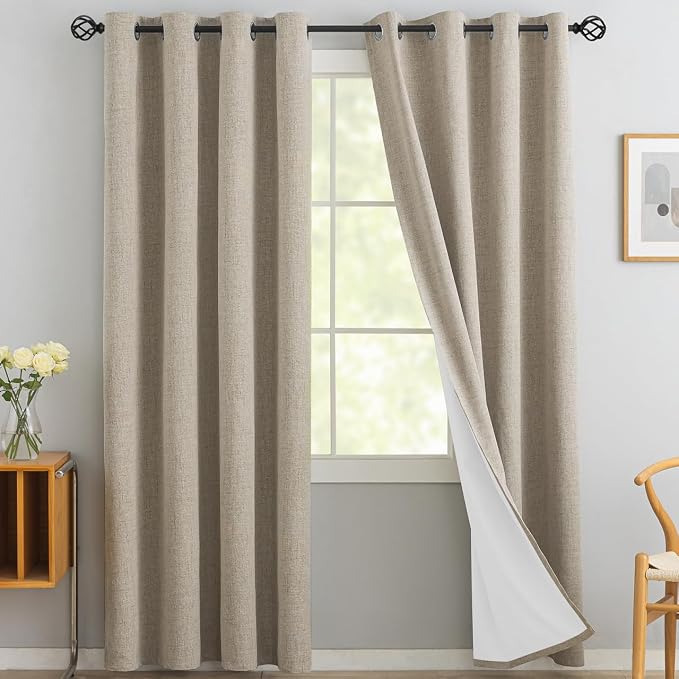 Yakamok Natural Linen Textured Curtains 84 Inches Long by Yakamok