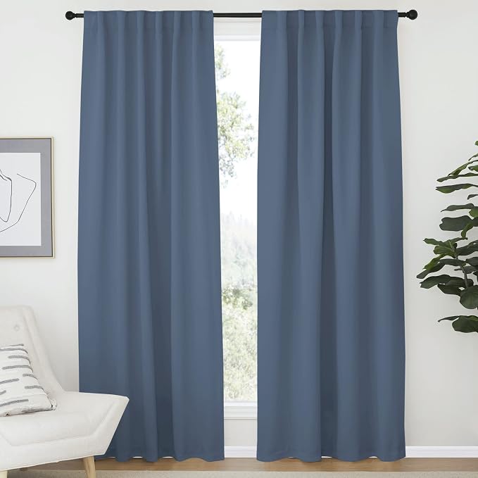 NICETOWN Living Room Blackout Curtains, Stone Blue Blackout Window Covering by NICETOWN