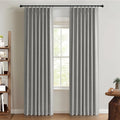 Pinch Pleated Full Blackout Faux Linen Curtains 120 Inches Long | Grey by 100BlackoutShield