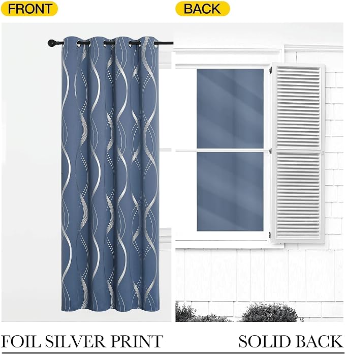 NICETOWN Stone Blue Decorative Curtains Blackout 84 inch Length | - Image 6