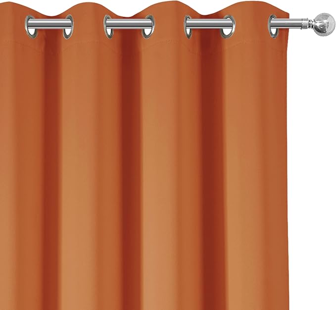 100% Blackout Curtains 52 x 72 Inch/Orange Curtains 2 Panels - Image 8