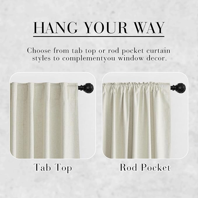 RYB HOME 100% Blackout Curtains Natural Linen Blended, Thermal Insulated Room - Image 5