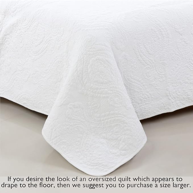Cozy Line Home Fashions 100% Cotton Matelasse Medallion Solid White Luxury Chic - Image 6