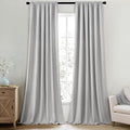 MIULEE 100% Blackout Back Tab Pleat Linen Curtains 50" Wx90 L, Thick Faux Linen by MIULEE