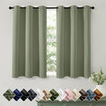 Short Sage Green Blackout Kitchen Curtain W40 x L45 Inch 2 Panels | Thermal by Woaboy