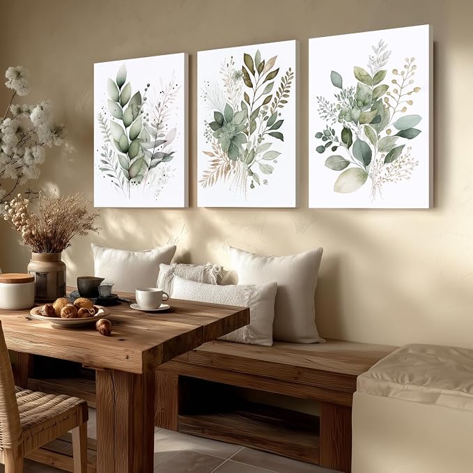LLEEMPI Framed Sage Green Botanical Wall Art Set of 3, 16x24 Inch Prints | - Image 3