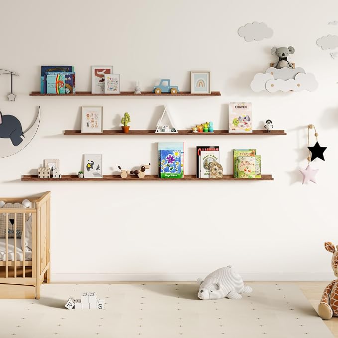 Floating Picture Ledge Shelves for Wall Set of 2, 55 Inches Picture Shelf - Image 7